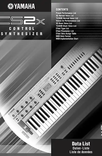 yamaha雅马哈CS2x Data List